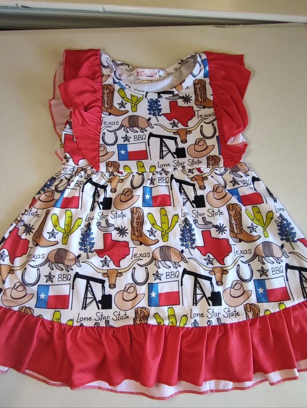 Clover Cottage Texas Lone Star State Boutique Ruffle Western Dress 18-24M